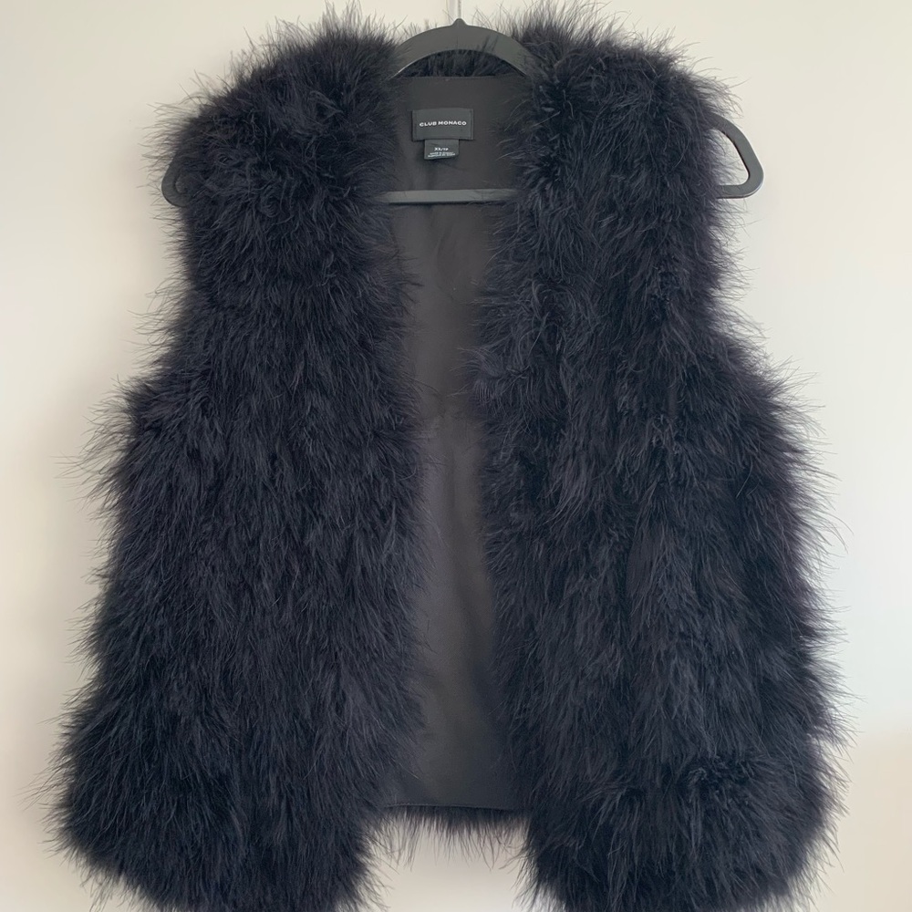 Black feather vest